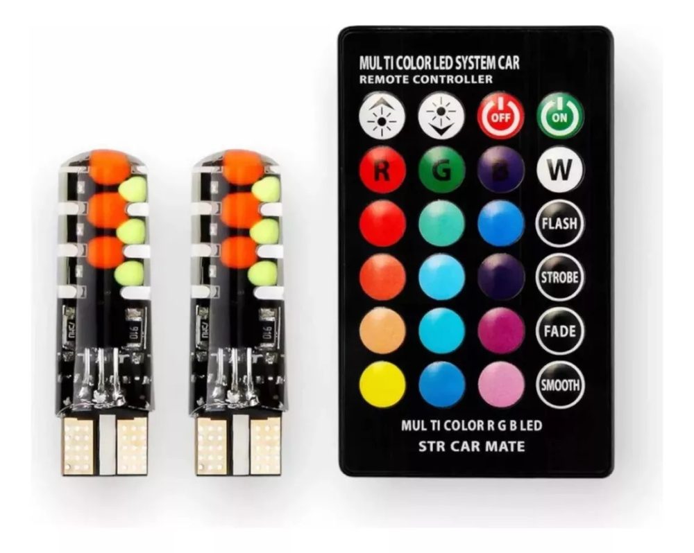Kit Led Posicion T10 RGB Colores Control Auto 12v
